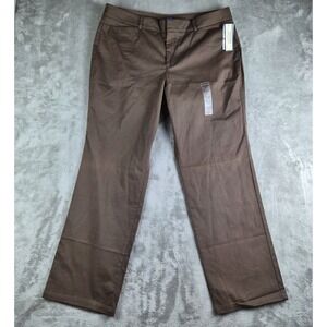 Dockers Metro Pants Womens 18 Medium Brown Stretch Ideal Fit Mid Rise 36x31 NEW
